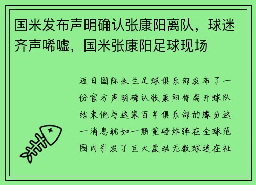国米发布声明确认张康阳离队,球迷齐声唏嘘,国米张康阳足球现场 国米发布声明确认张康阳离队,球迷齐声唏嘘,国米张康阳足球现场
