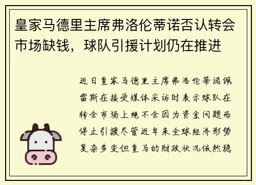 皇家马德里主席弗洛伦蒂诺否认转会市场缺钱，球队引援计划仍在推进